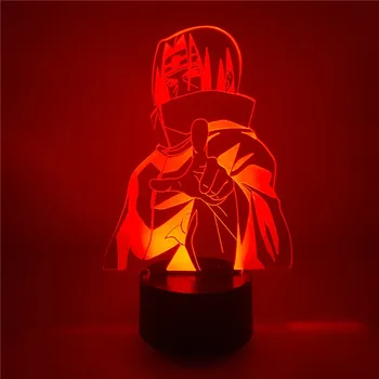 Anime Obrázok Uchiha Itachi Naruto Obrázok 3D LED Nočné Svetlo 7Color Akryl Naruto Figuras Led Stolná Lampa Domova Deti Darček