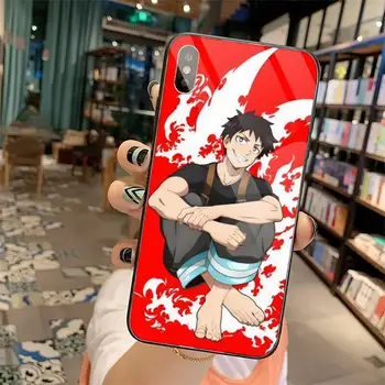 Anime Oheň Sila Telefón Prípade Tvrdeného skla Pre iphone 5C 6 6 7 8 plus X XS XR 11 PRO MAX