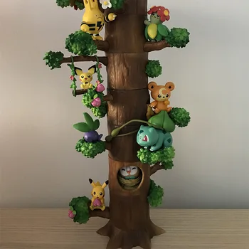 Anime vrecku Pikachu Mokurah Celebi Bulbasaur 8pcs Obrázok v Lese Strom, Dom Ver. PVC Akcie Obrázok Zber Model Hračky