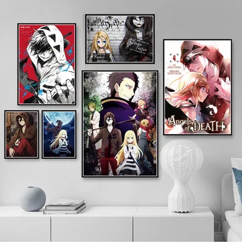 Anjeli Smrti Plagát Anime Plátno Na Maľovanie Moderný Štýl Stenu Obrázok Pre Obývacia Izba Domova