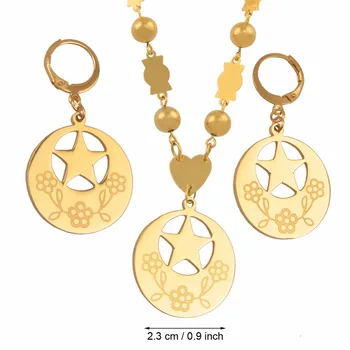 Anniyo Star Prívesok Náušnice & Korálky Náhrdelníky sady Šperkov pre Ženy, Zlatá Farba Hawaii Island Marshall Šperkov, Darčeky #026821S