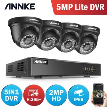 ANNKE 1080P CCTV Kamery, DVR Systém 4pcs Nepremokavé 2.0 MP HD-TVI Black Dome Kamery Domáce Video Dohľad Auta Detekcia Pohybu
