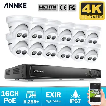 ANNKE 16CH 4K FHD POE Network Video Bezpečnostný Systém 8MP H. 265+ NVR S 12X 8MP 30 m EXIR Nočné Videnie Poveternostným vplyvom IP Kamera Auta
