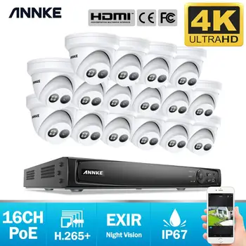 ANNKE 16CH 4K Ultra HD POE Network Video Bezpečnostný Systém 8MP H. 265+ NVR S 16X 8MP Poveternostným vplyvom IP Kamera Podporu 128G TF Karty