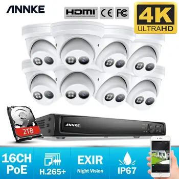 ANNKE 16CH 4K Ultra HD POE Network Video Bezpečnostný Systém 8MP H. 265+ NVR S 8pcs 8MP Poveternostným vplyvom IP Kamera CCTV Security Kit