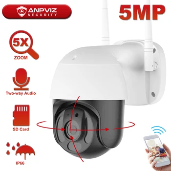 Anpviz 3MP/5MP WIFI IP PTZ Kamery 5X Zoom Vonkajšie Wirelese Bezpečnostné Kamery obojsmerné Audio Vstavaný Mikrofón a Reproduktor 60m Onvif
