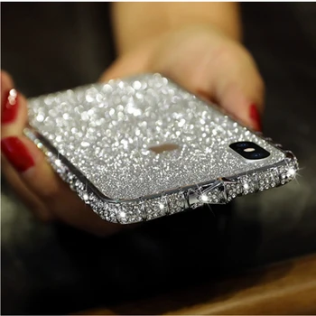 Anti-patria Luxury Diamond Rám iPhone Drahokamu Prípadoch Flash Telefónu puzdro Pre iPhone 11 Pro 7 8 6 6 Plus X XR XS Max Bling Kryt
