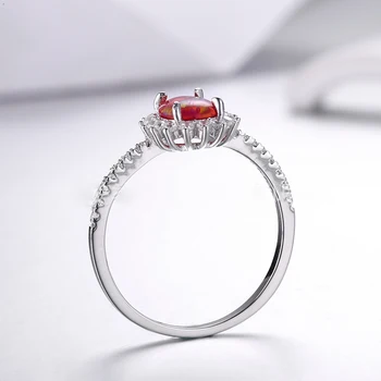 ANZIW Klasické 925 Sterling Silver Oválne Červená Opal Halo Svadobné Prstene Zásnubné Svadobné Prstene Pre Ženy Strany Milenca Prstene, Šperky
