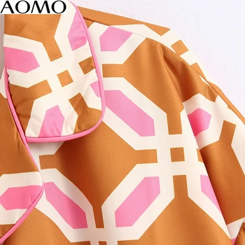 AOMO módne ženy, nadmerné veľkosti tlače šifón letná blúzka s krátkym rukávom elegantné ženy príležitostné voľné blusas topy BE363A