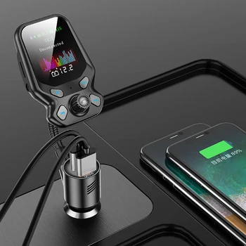 AOSHIKE Bluetooth 5.0 Automobilovej Súpravy Handsfree, FM Vysielač-AUX Audio Prijímač 1.8 Palcový LCD Displej Auto MP3 Prehrávač QC3.0 Rýchle Nabíjanie