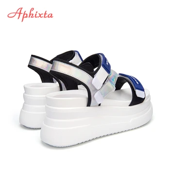 Aphixta Platformu Sandále Ženy Klin Vysoké Podpätky, Topánky Ženy Pracky Háku & Slučky Plátno Lete Zapatos Mujer Kliny Žena Sandál