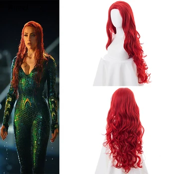 Aquaman Justice League Cosplay Kostým Mera 85 cm Dlhé Červené Kučeravé Cosplay Parochňu Aquaman Mera Syntetické Vlasy pre Ženy-Ženy, Dievčatá