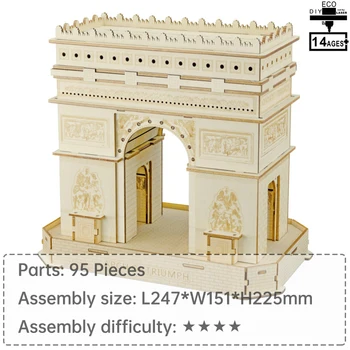 Arc de Triomphe 3D drevené puzzle puzzle 1000 ks puzzle 3d drevené puzzle DIY montáž hračky, interaktívne hračky