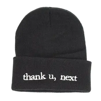 Ariana Grande pletené čiapky enbroidery Ďakujeme U,Vedľa čiapočku spp bavlna módne zimné klobúk pre mužov, ženy Ďakujeme U,Vedľa