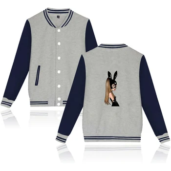Ariana Grande Vytlačené Mikina Baseball Jacket rovnomernú vrstvu Hip Hop dlhý rukáv Tepláková súprava Bežné Harajuku Oblečenie Bundy