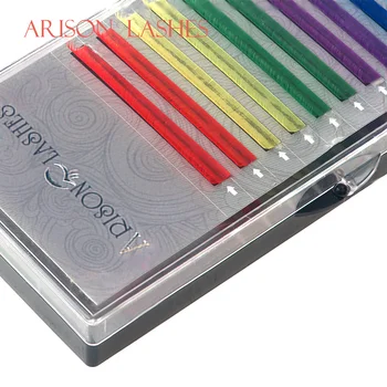 Arison 12rows/zásobník, 6 Farieb ,Rainbow Farebné Predĺženie Rias ,Umelú Noriek farebné mihalnice,farebné riasiniek predĺženie rias