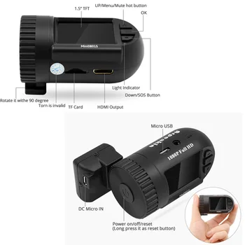 Arpenkin Mini 0801S Auto Dash Cam 1080P 30fps H. 264, WDR Ochrany Nízkeho Napätia Parkovanie G-senzor, GPS Car DVR Video Registrátora