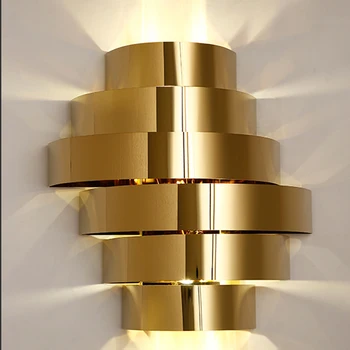 Art deco nehrdzavejúcej ocele nástenné svietidlo moderného osvetlenia zlata, obývacia izba, spálňa lampa wideth 35 cm