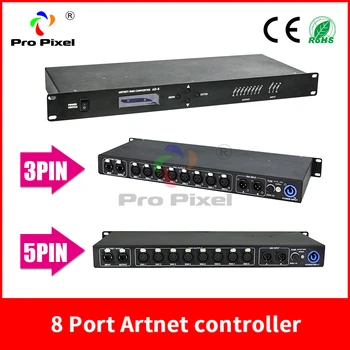Artnet Dmx Regulátor 8 Port Converter Output 8x512 4096 Kanály 3PIN alebo 5PIN môžete vybrať Pre Satge Dj Ľahké Ovládanie