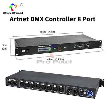 Artnet Dmx Regulátor 8 Port Converter Output 8x512 4096 Kanály 3PIN alebo 5PIN môžete vybrať Pre Satge Dj Ľahké Ovládanie
