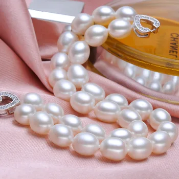 ASHIQI dvojradu Prírodné Sladkovodné Perly Náramky reálne 925 Silver srdce spona pre ženy darček AAAA Ryža pearl jemné šperky
