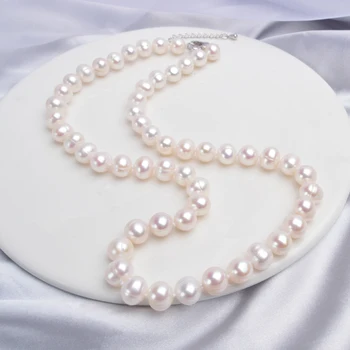 ASHIQI Skutočné Prírodné Sladkovodné Perly choker Náhrdelník Biela Blízkosti Kolo Pearl Šperky, Darčeky pre Ženy