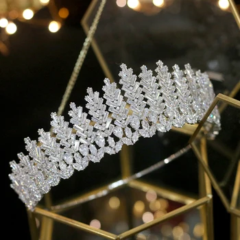 ASNORACubic zirconia svadobné svadobné tiara koruny hlavový most dámy strany príslušenstvo šperky