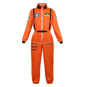 Astronaut kostým pre dospelých astronaut ženy muži letový priestor jumpsuit oblek halloween cosplay jeden kus trakmi, modrá biele, oranžové