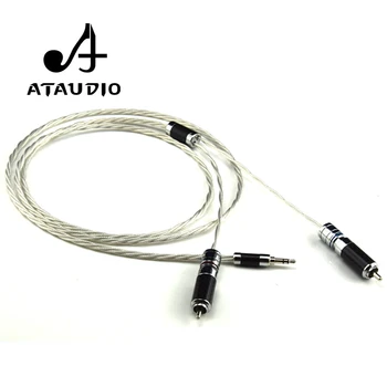 ATAUDIO Hifi postriebrený 3,5 mm na 2rca Kábel Hi-end 3.5 Aux Dvakrát RCA, MP3/MP4 Počítač Amplifer Spojovacie Kábel