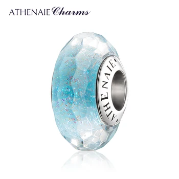 ATHENAIE 925 Silver Core Light Blue & Ružová Murano Skla Perličiek Fascinujúce Leskom Tvárou Kúzlo Korálky pre Európske Náramok Dary