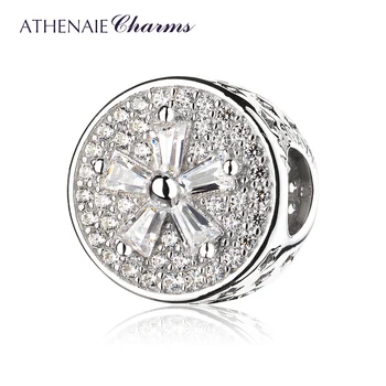 ATHENAIE 925 Sterling Silver Pripraviť Jasné, CZ Kvetinové Kúzlo Perličiek Fit Náramky Šperky Darček