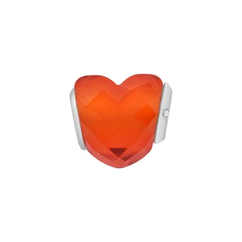 Autentické 925 Sterling Silver Orange Krištáľovo Tvar Lásky Kúzlo Korálky Hodí Pandora Náramky DIY Šperky Čo pre Ženy