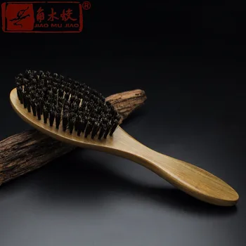 Autentické diviak štetiny vlasy hrebeňom naturalGreen santalového dreva hairbrush špirála masáž