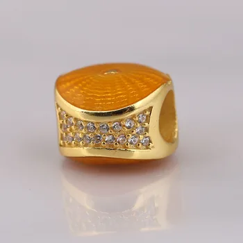 Autentické S925 Perličiek DIY Šperky Lúče Slnka Charms fit Lady Náramok Náramok Lady Darček Žltá Smalt
