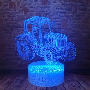 Auto 3D Svetlo Dynamické Traktor Auto Vozidla Deti Nočné Svetlo USB Hologram 7 Zmena Farby stolná Lampa Chlapcov Deti Narodeniny, Vianoce Hračka