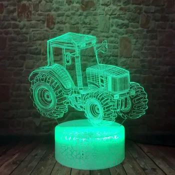 Auto 3D Svetlo Dynamické Traktor Auto Vozidla Deti Nočné Svetlo USB Hologram 7 Zmena Farby stolná Lampa Chlapcov Deti Narodeniny, Vianoce Hračka