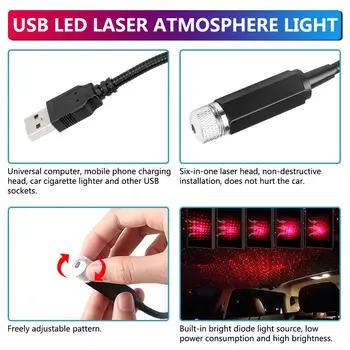 Auto Atmosféru Lampy, Nočné Svetlo Interiéru Okolia Star Light USB LED Lampa Projektora Pre VW Touran GLAXAY Jetta, Polo Carfter Passat