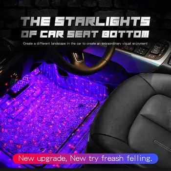 Auto Atmosféru Nohy Svetlo LED Ovládanie Hlasom Vnútorné Dekorácie Plný Star Farebné Svetlá Dýchanie Režim Odnímateľný Diaľkové