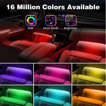 Auto Interiéru Atmosféru LED RGB Pásy Svetla Dash Poschodí Nohy LED Pás je Dekoratívne Svetlo Bluetooth Zvuk Hudby APP Control