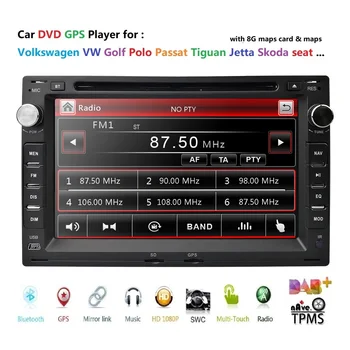 Auto Multimediálny Prehrávač 7inch 2din pre VW B5 MK4 MK5 Golf Passat Jetta 2 DIN autorádio DVD Prehrávač, GPS Stereo BT Nav rds am fm dab+