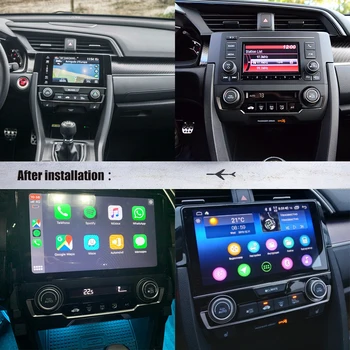 Auto multimediálny prehrávač Pre Honda Civic 2016 2017 2018 2019 Stereo Android PX6 Rádio Audio GPS Navigácie Vedúci jednotky 360 Fotoaparát