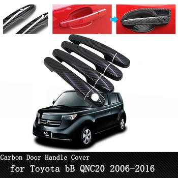 Auto Ochranný Kryt, Nálepky Exteriérové Dvere, Rukoväť Kryt pre Toyota bB QNC20 2006~2016 Black Carbon Fiber Auto príslušenstvo