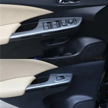 Auto okenného Skla Zdvihákov Panel Prepínať ABS Uhlíkových vlákien Vnútorné Trim Nálepky 4pcs Na Honda CRV CR-V 2012 2013 2016