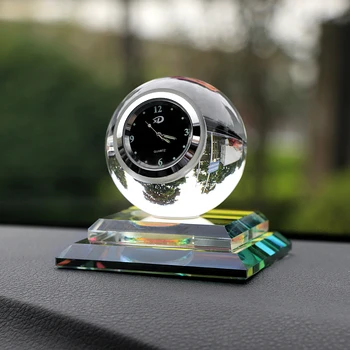 Auto Ornament Crystal Ball Dekorácie, Hodiny, Auto Sledovať Automobily Interiéru Dekor Palubnej Dosky Hodiny V Automobilovom Príslušenstvo Darček