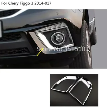 Auto Predné Hmlové Svetlo na Čítanie Rám Stick Styling ABS Chrome Kryt Trim, Odsávače Časti 2 ks Pre Chery Tiggo-3 Tiggo3 2016 2017