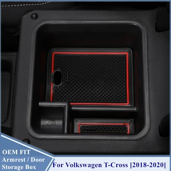 Auto Rukavice Box Opierke Úložný Box Pre JVW Volkswagen T-Cross 2018 2019 2020 ABS Úložný Box na Príslušenstvo