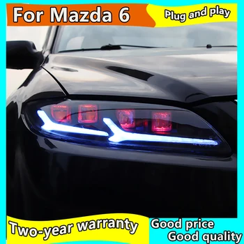 Auto Styling Vedúci svetlo na Mazda 6 Svetlomety 2004-2013 Mazda6 Všetky LED Reflektor LED DRL Dynamického Signálu Angel Eye Príslušenstvo