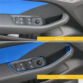 Auto tvarovanie skla Výťah prepnúť panel Vnútorný sequin chrome nerezovej ocele pre Audi A3 roky 2013-2017 hatchback sedan auto príslušenstvo