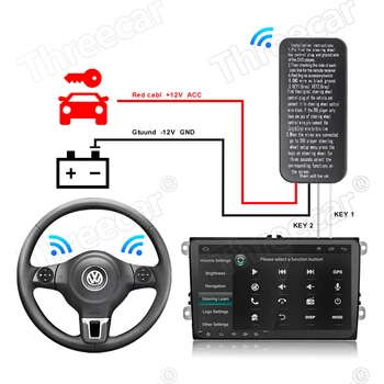 Auto Volant Ovládanie DVD 2din android Okno Bluetooth Tlačidlo Univerzálny bezdrôtový volant, diaľkové ovládanie vyhovovali 7018b