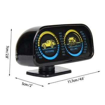 Auto w/ LED Podsvietenie Gradient Nástroj Vozidla Inclinometer Balancer 12V ABS 2 V 1 Čierna Svahu Meter Uhol Declinometer